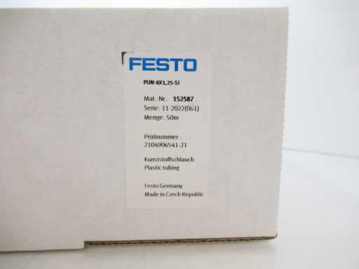 PUN-8X1,25-SI PUN8X125SI 152587 Festo Plastic Tubing 8 mm Silver, Sold Per 50M