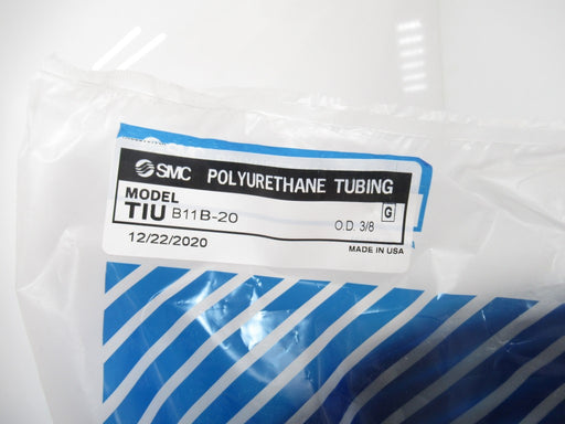 SMC TIUB11B-20 Polyurethane Tubing, OD 3/8 in, Black, 20m Roll