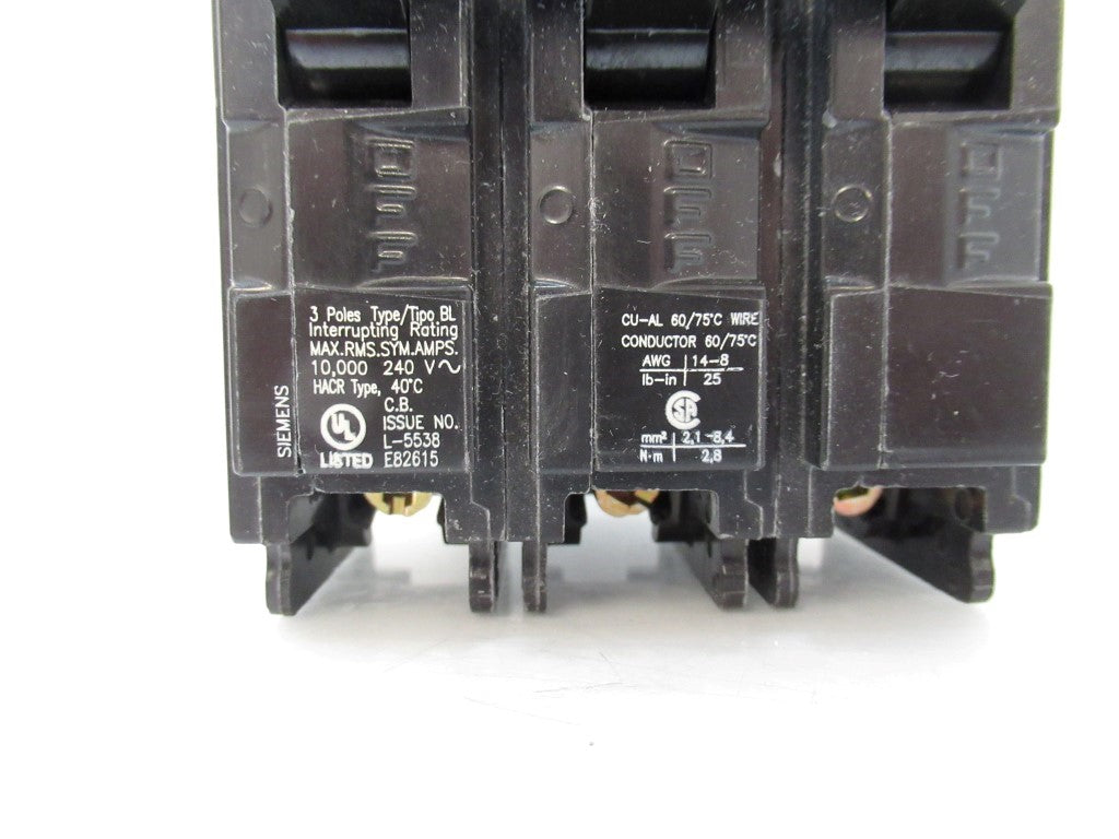 Siemens B320 Type BL Low Voltage Molded Case Circuit Breaker, 20A, 3-Pole, New
