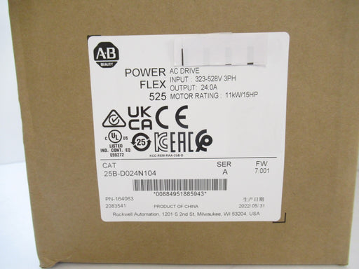 Allen Bradley 25B-D024N104 Surplus PowerFlex 525 AC Drive