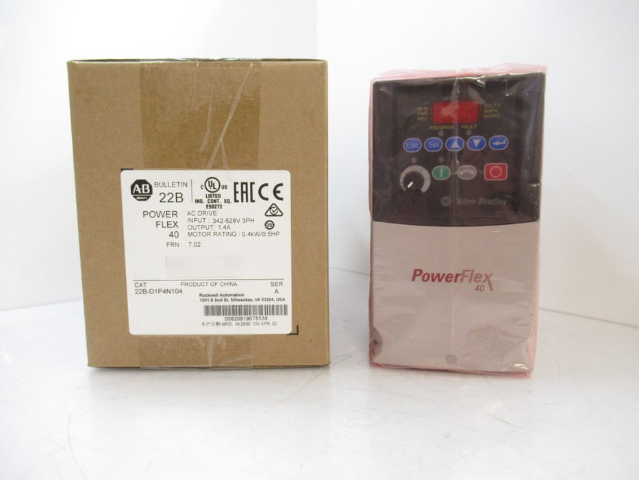 SURPLUS 22B-D1P4N104 Allen Bradley 22BD1P4N104  PowerFlex 40 AC Drive
