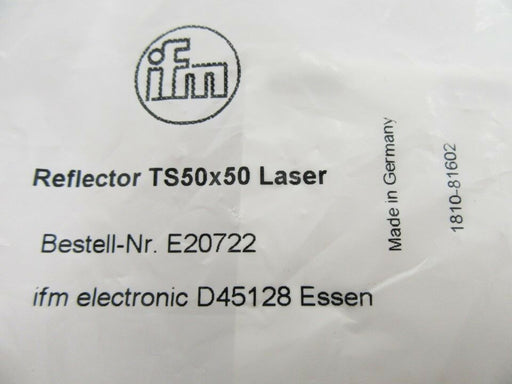 Ifm Electronic E20722 Reflector TS-50 x 50 Retro-Reflective Laser Sensors