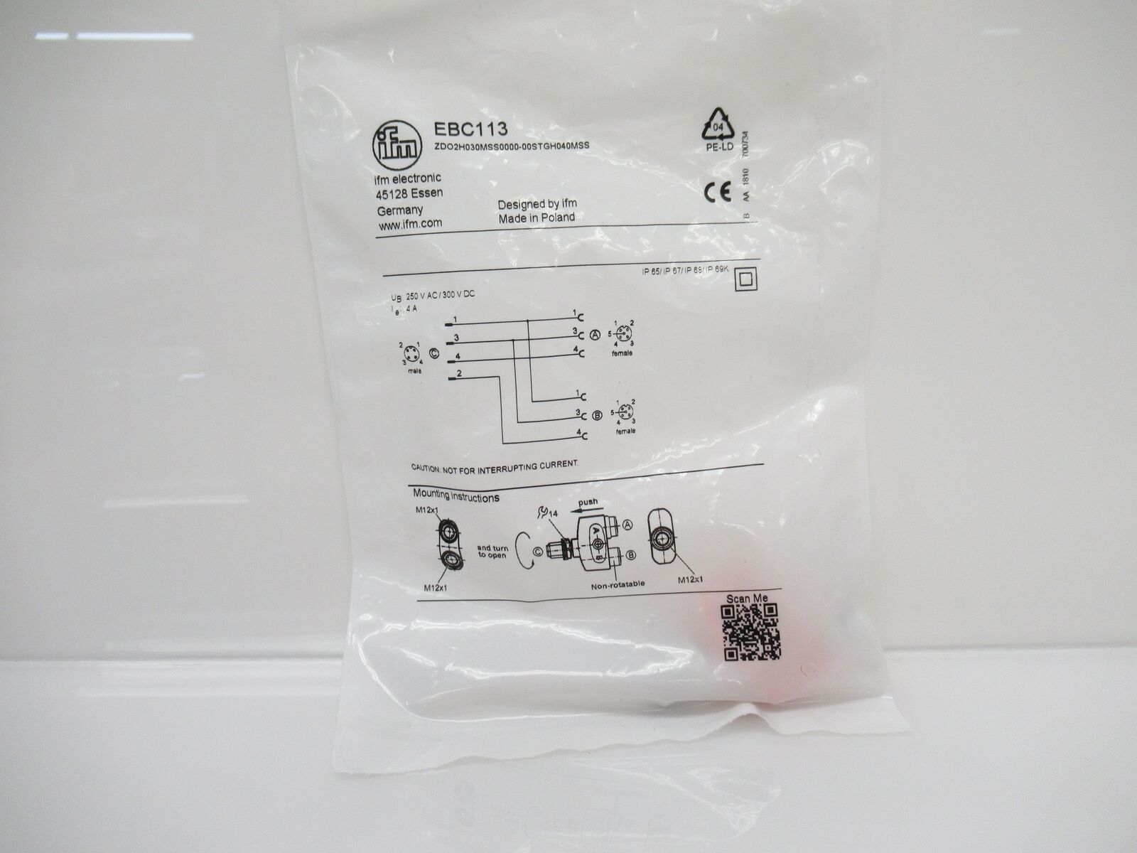 Ifm Electronic EBC113 Y-Splitter, Male M12 To 2 Female M12 ...