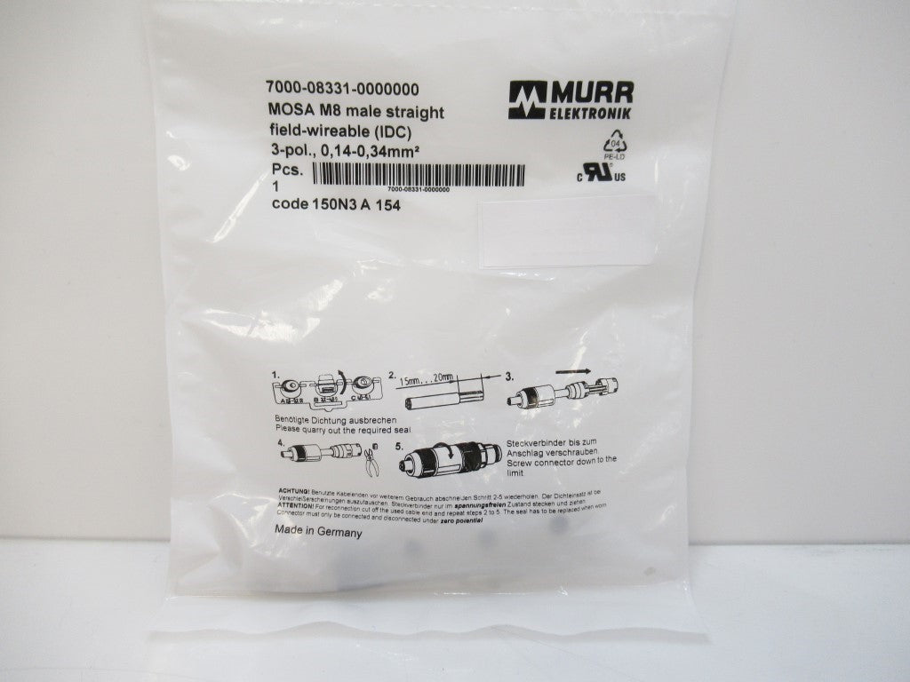 MurrElektronik 7000-08331-0000000 MOSA M8 Male 0°Field-Wireable