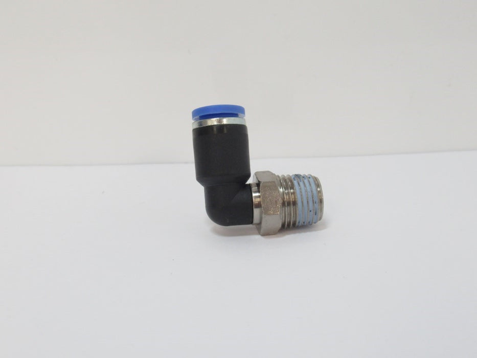 Male Elbow Fitting P4.08.1/4, 8 mm Hose, 1/4 Thread