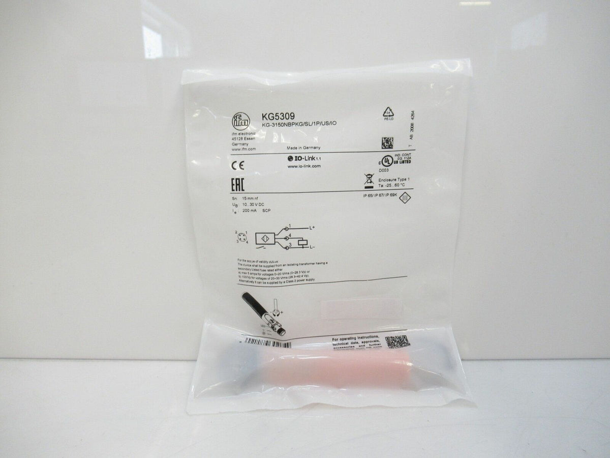 Ifm KG5309 KG-3150NBPKG/SL/1P/US/IO Capacitive Sensor M12 Connector