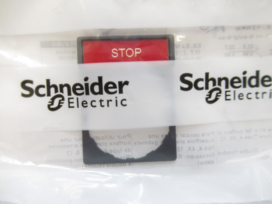 Schneider Electric ZBY2304 Nameplate Stop Squared Black Background