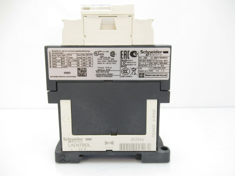 Schneider Electric LC1D09BD TeSys D Contactor 3 Poles 9 A / 24V DC