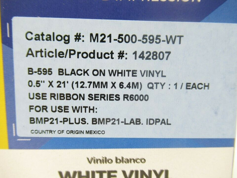 Brady M21-500-595-WT Label Cartridge For BMP21 1/2 in