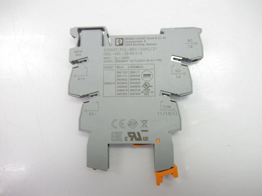 29 66 016 PLC-BSC-24DC/21 Phoenix Contact Relay/Opto Coupler Base, Sold By Unit