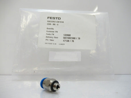 Festo QSM-M6-6 132600 Push-In-Fitting Connector M6 / 6 mm