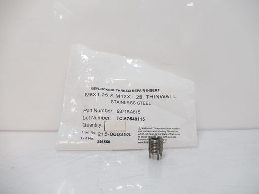 Key-Locking Inserts 93715A615, SS M8 x 1.25 mm Thread Size, Sold By Unit