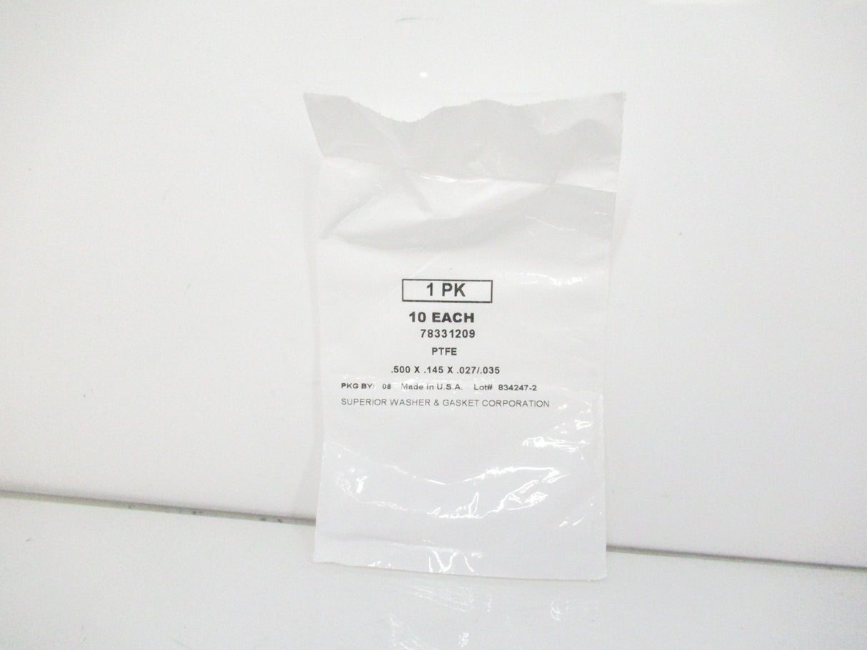 78331209 PTFE Plastic Washer For Number 5 Screw Size, Lot Of 10