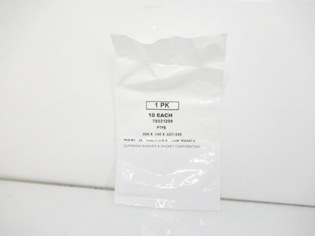 78331209 PTFE Plastic Washer For Number 5 Screw Size, Lot Of 10
