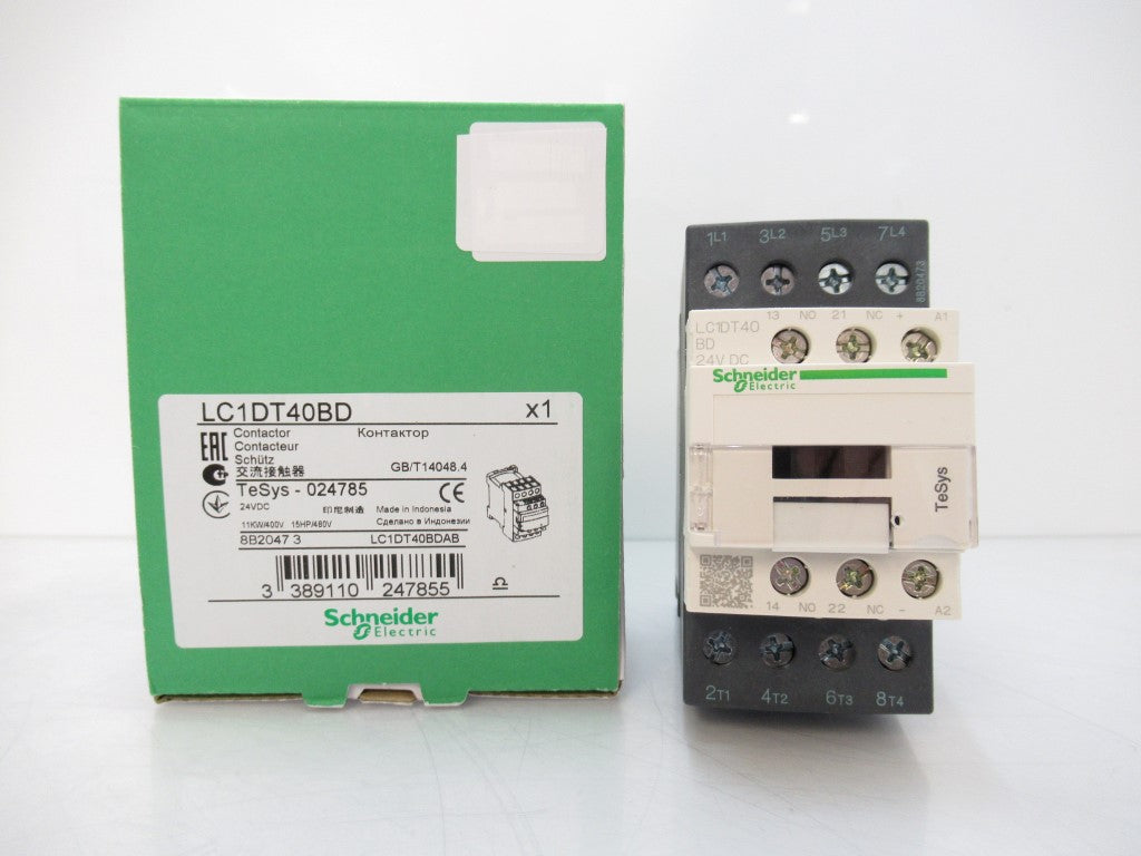 Schneider Electric TeSys LC1DT40BD Contactor, 600V, 4 Poles, 24V DC, 40A