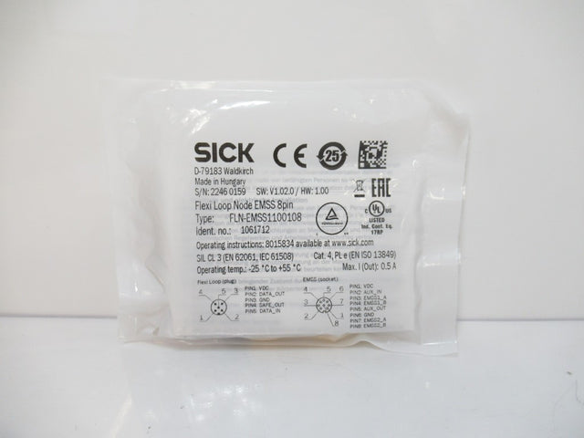 FLN-EMSS1100108 FLNEMSS1100108 Sick Flexi Loop Node EMSS 8 Pin, Sold By Unit