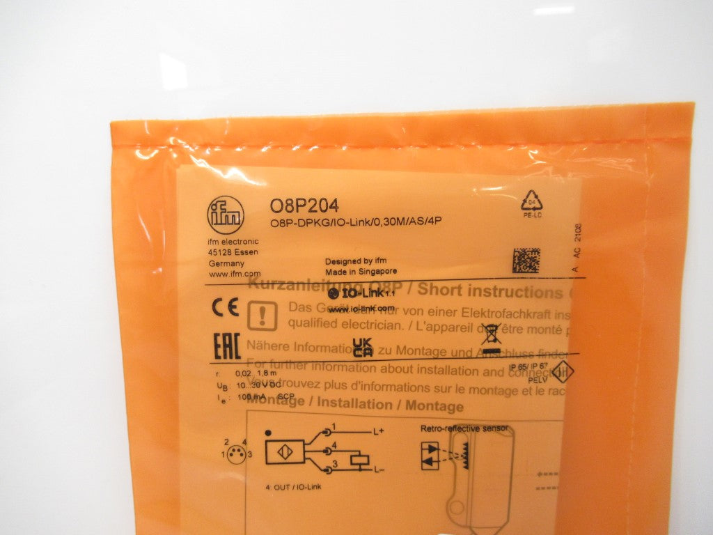 Ifm O8P204 Retro-Reflective Sensor IO-Link Red Light