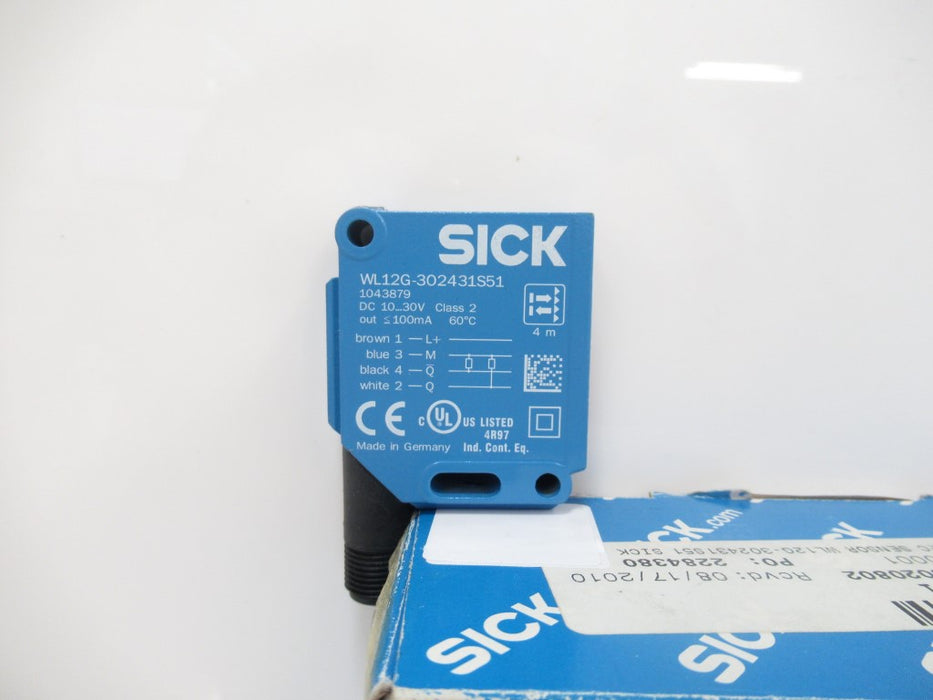 Sick WL12G-302431S51 Photoelectric Sensor, Retro-Reflective, Red Light, LED