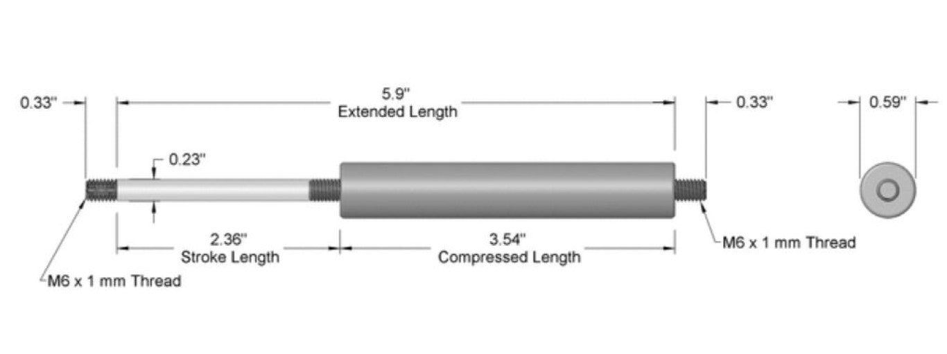Suspa C16-18804 Spring 5.9 in Extended Lengt Extension Force 80 lbs