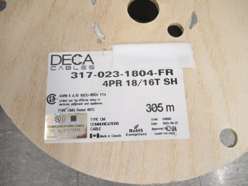 Deca Cables 317-023-1804-FR, 18 AWG 4 Conductor Shielded Roll Of 305 Meters