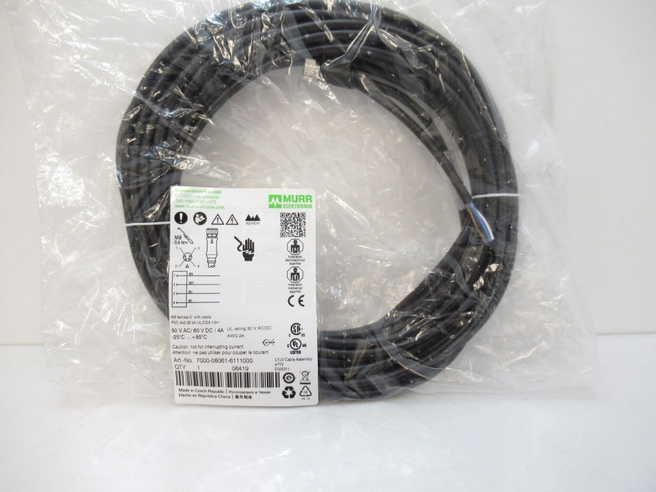 MurrElektronik 7000-08061-6111000 M8 Female 0° A-Cod. With Cable PVC 4-Pin 10M