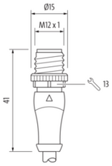 MurrElektronik 7000-40961-6360060 M12 Male 0° Msud Valve Plug Form BI 11mm Black