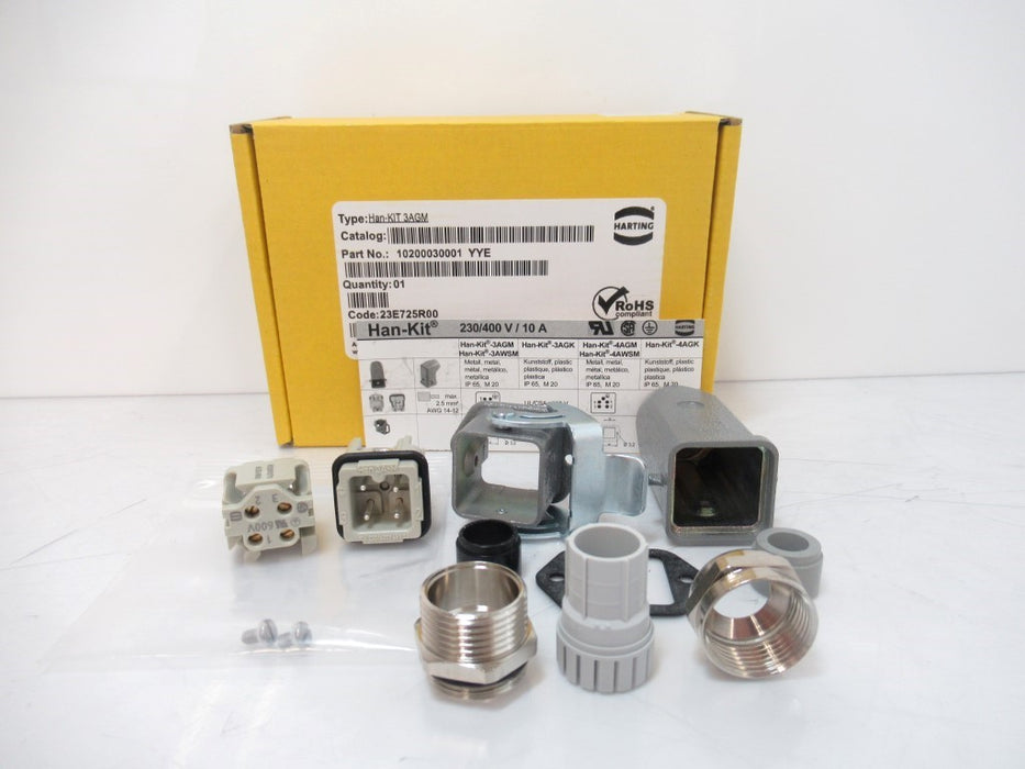 Harting 10200030001 Connector Kit, 10A, 600V, Male/Female, M20, IP65