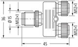 MurrElektronik 7000-41121-0000000 T-Coupler M12 Male/2x M12 Female A-Cod.