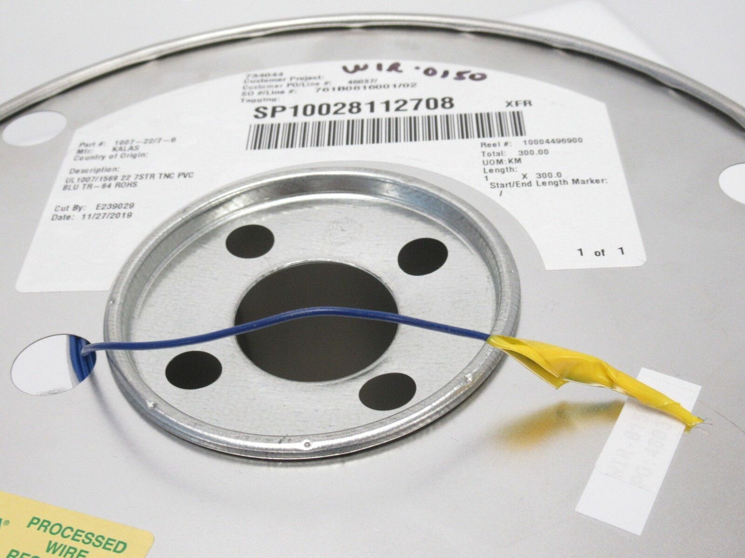 1007-22/7-6 10072276 Hook-Up Wire, Tinned Copper 22 AWG 7 Stands 300V Blue New