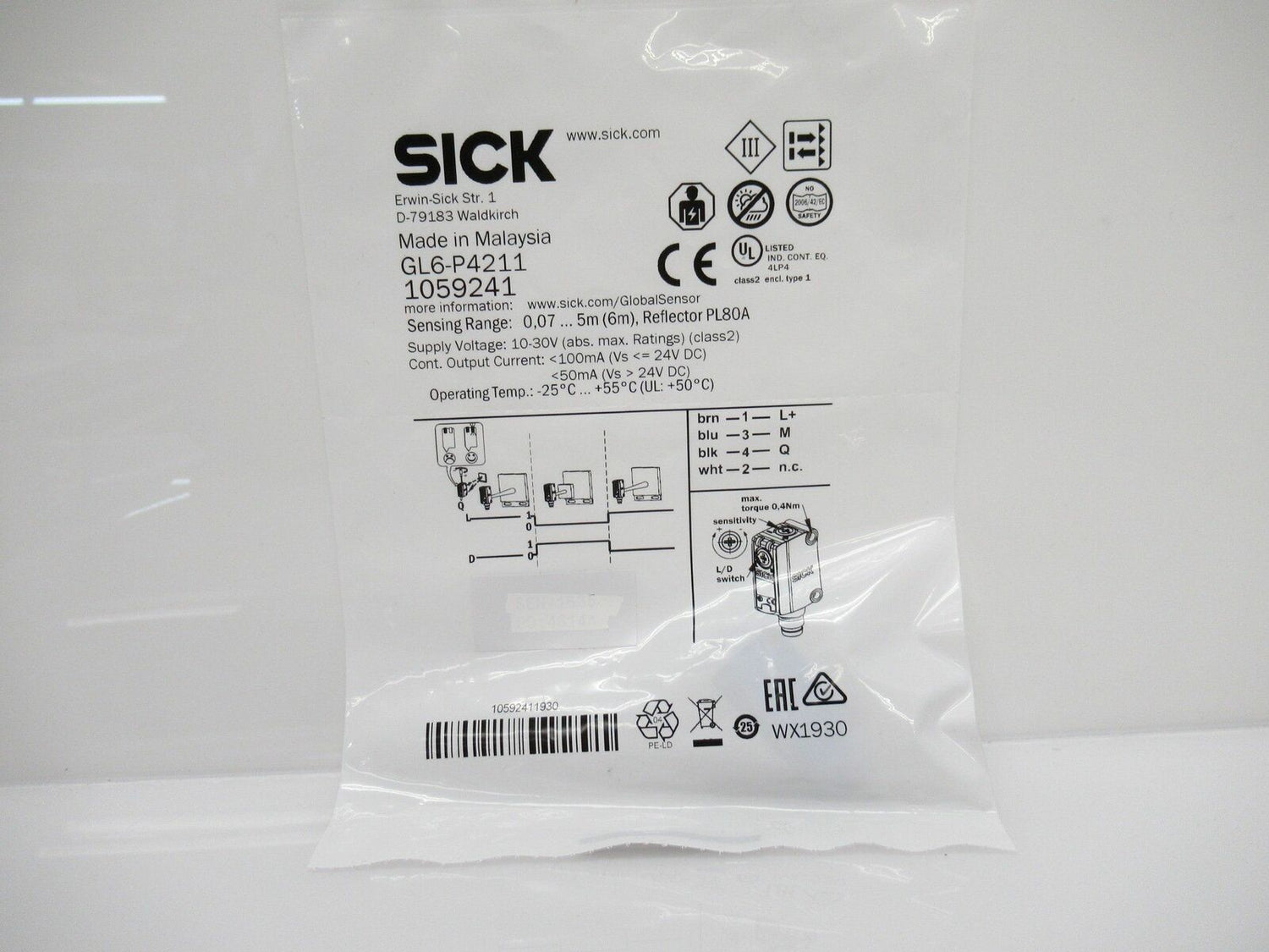 GL6-P4211 1059241 Sick Miniature Photoelectric Sensors (New)