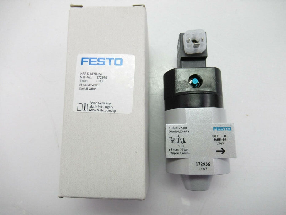 172956 HEE-D-MINI-24 Festo On-Off/Soft-Start Valves D Series New In Box