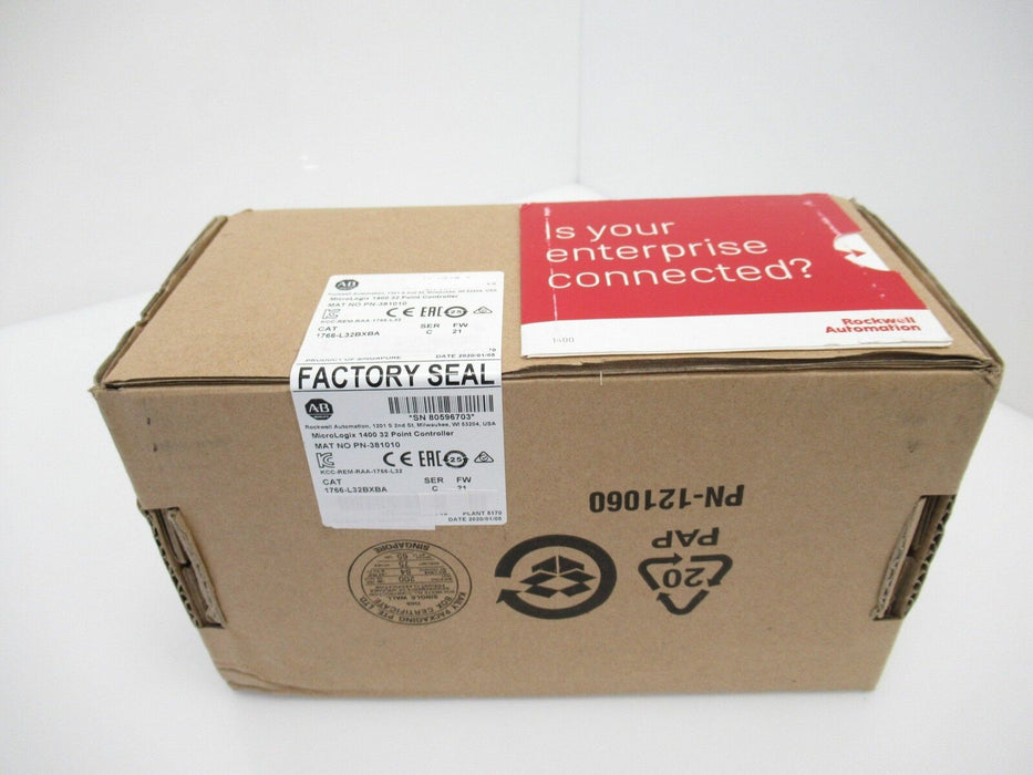1766-L32BXBA Allen Bradley MicroLogix 1400 PLC 24V DC Power Ser C, Surplus Seal 2020