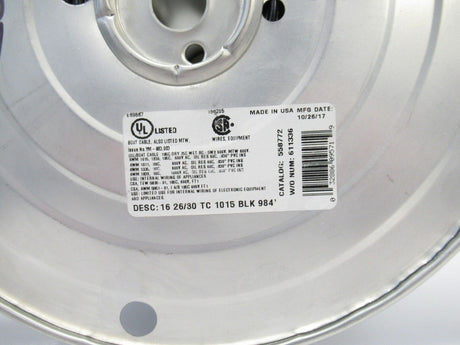 6WA-1626-02 6WA162602 Wire 16 AWG 600V PVC Black Sold By Roll Of 300 M, New
