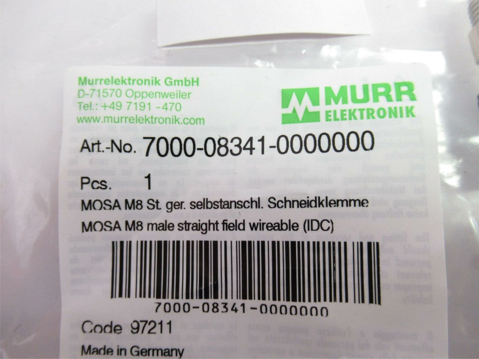 7000-08341-0000000 7000083410000000 Murrelektronik Mosa M8 Male Straight (New)