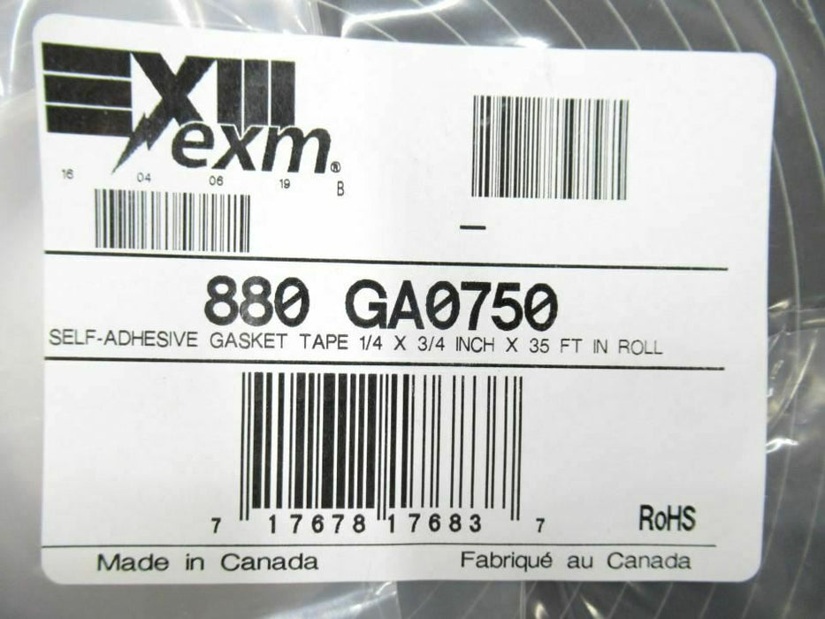 880 GA0750 EXM Self-Adhesive Gasket Tape 1/4 x 3/4 inch x 35 ft (New In Bag)