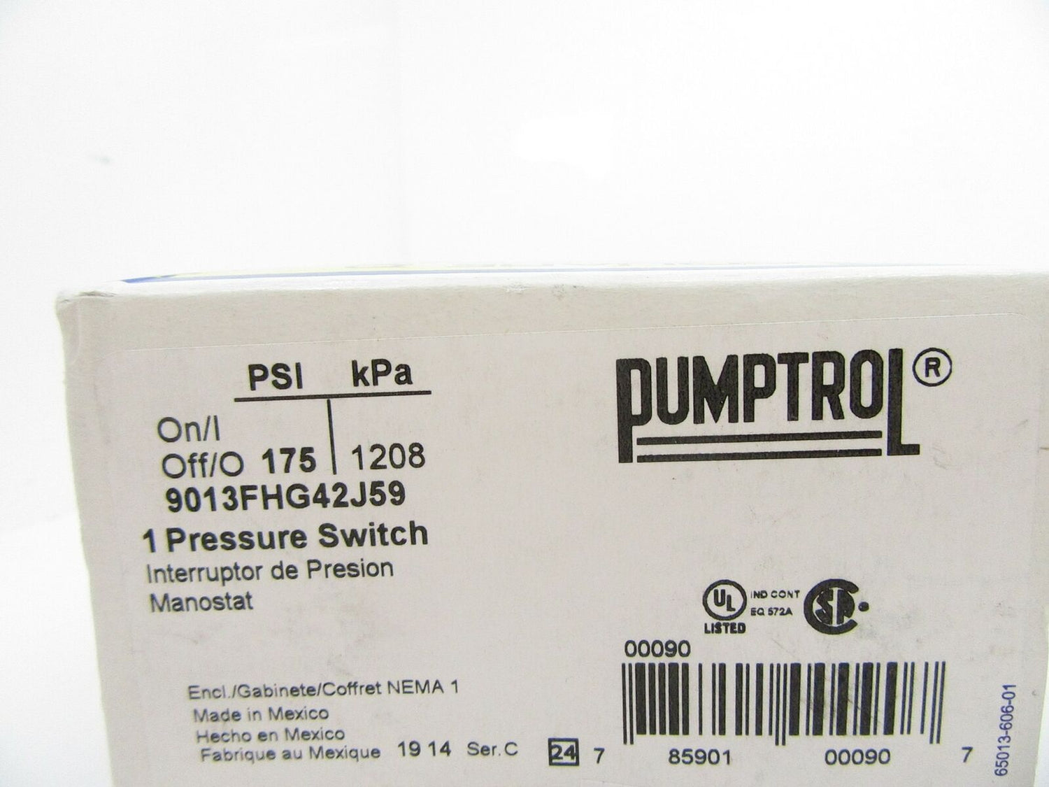 9013FHG42J59 Schneider Electric Square D Compressor Pressure Switch 135-175 PSI