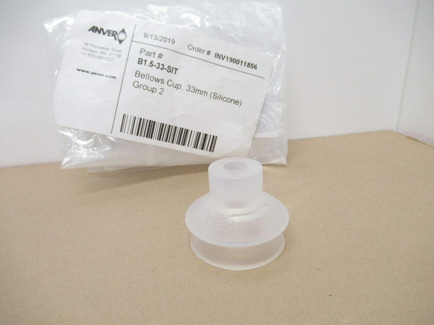 B1.5-33-SIT B1533SIT Anver Vacuum Cup Bellows Cup 33mm Silicone Sold By Unit New