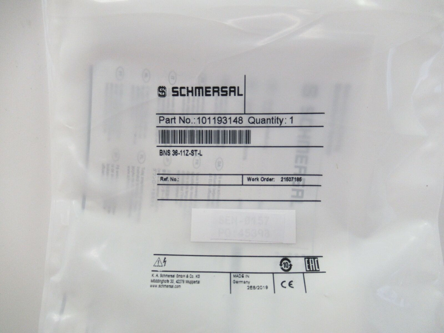 101193148 BNS 36-11Z-ST-L BNS3611ZSTL Schmersal Magnetic Safety Sensor