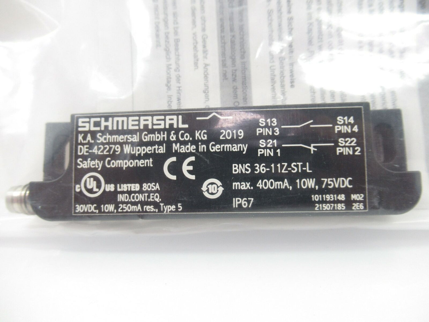 101193148 BNS 36-11Z-ST-L BNS3611ZSTL Schmersal Magnetic Safety Sensor