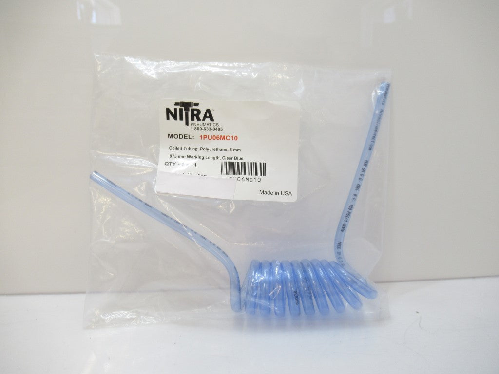 1PU06MC10 Nitra Pneumatic Coiled Tubing, 6mm Outside 4mm Inside 10 Coils 3.2FT
