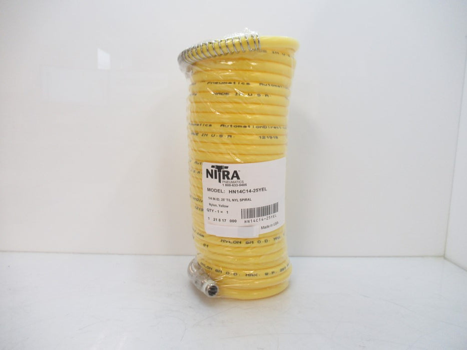 HN14C14-25YEL HN14C1425YEL Nitra Pneumatic Coiled Hose, Nylon 12, 1/4" Dia, New