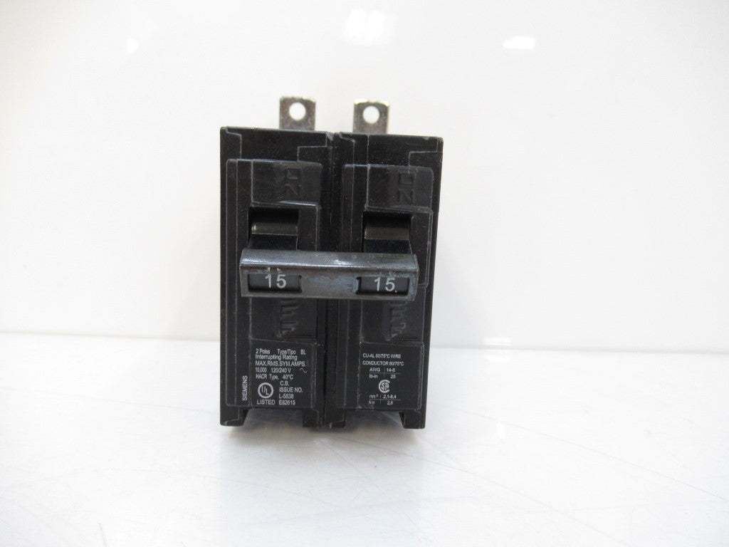 B215 Siemens Circuit Breaker Thermal/Magnetic 2 Poles 15A BL Series (New No Box)