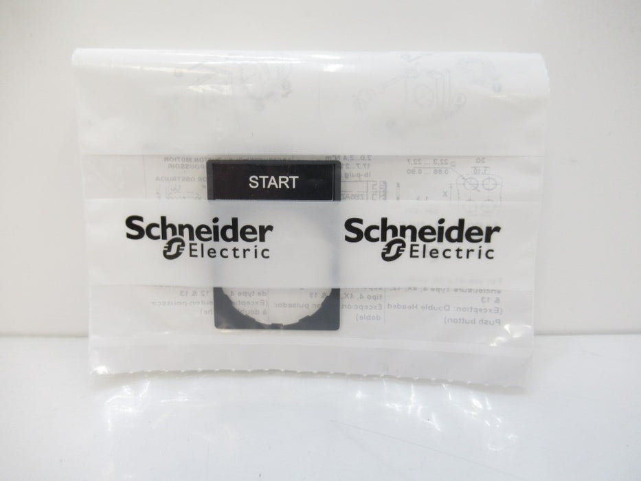 ZBY2303 Schneider Electric Nameplate Start Squared Black Background New In Bag