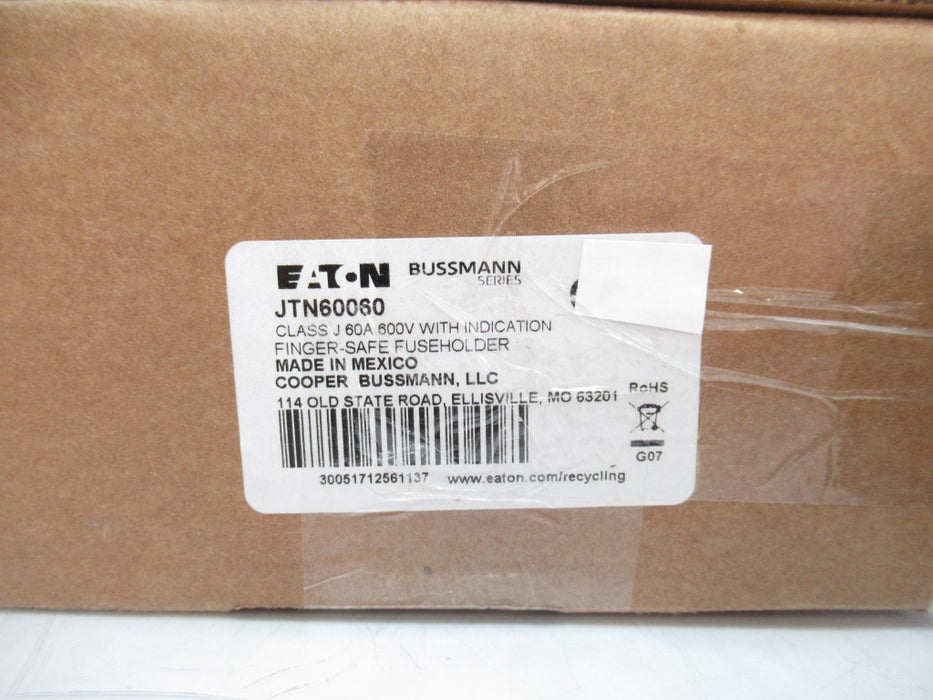 JTN60060 Eaton Bussmann Finger-Safe Fuseholder 60A 600V AC Class J, Sold By Unit