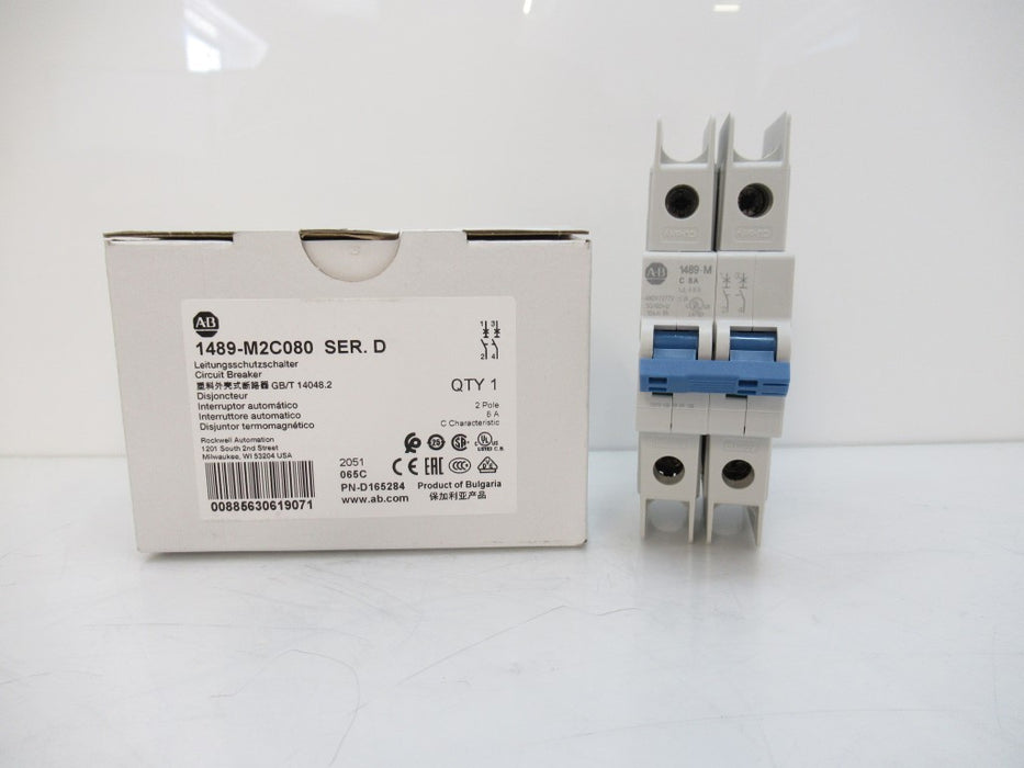 1489-M2C080 1489M2C080 Allen Bradley Miniature Circuit Breaker 8A 2-P Surplus In Box