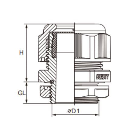 P1110 BEISIT PG Type Nylon Cable Glands, Grey, Sold Per Pack Of 100