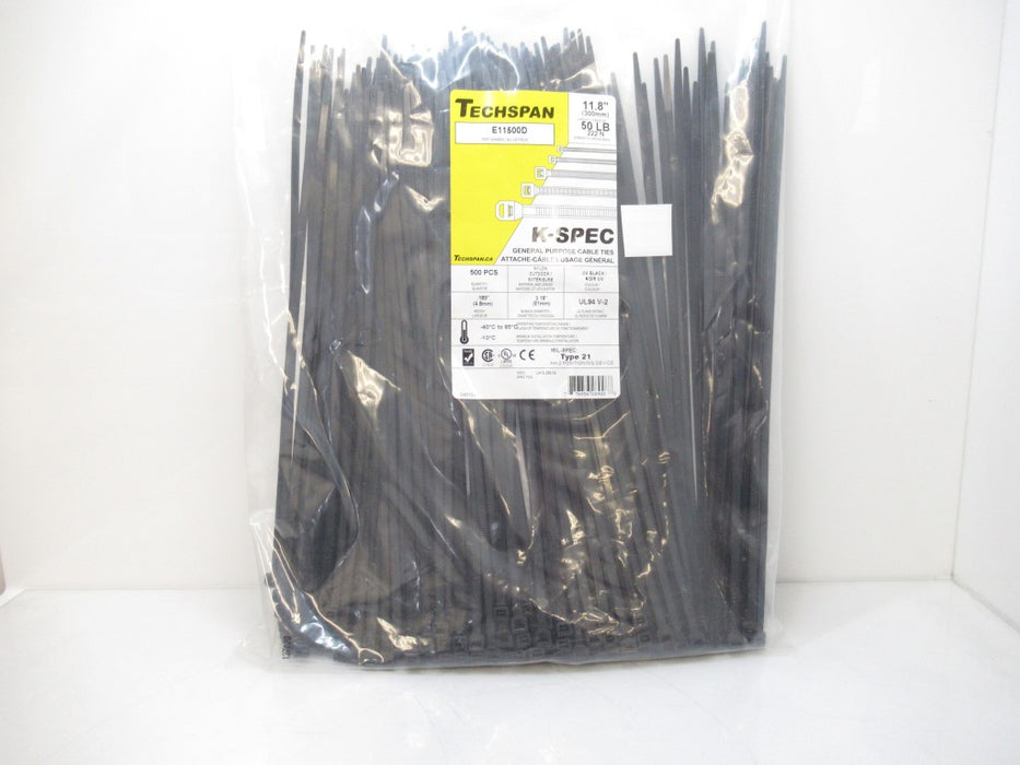 E11500D Techspan Cable Ties 11,8’’- K-Spec Series, Sold Per Pack Of 500