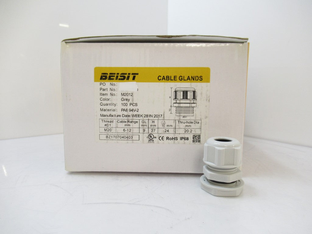 M2012 Beisit Cable Glands M20 Cable Range 6 - 12 mm, Sold Per Pack Of 100