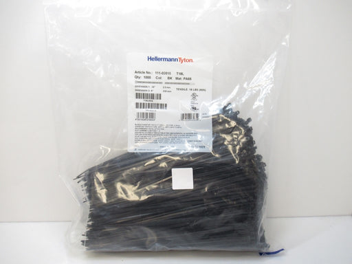 T18L0M4 HellermannTyton 8" Black Cable Ties 18 lbs Tensile Strength New In Bag