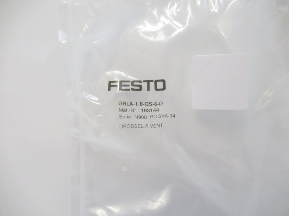 193144 GRLA-1/8-QS-6-D Festo One-Way Flow Control Valve Size 1/8 (New In Bag)